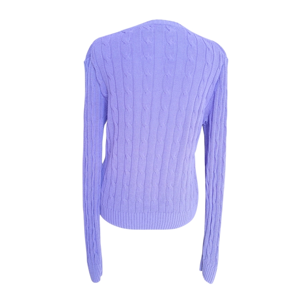 Polo Ralph Lauren Lavender Cable Knit Crewneck Women's Sweater Size L - Picture 4 of 10